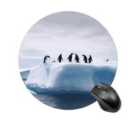 Small Round Mousepad Anti Slip Waterproof Rubber Base Mouse Mat Penguins on The Iceberg Printed for Laptop Computer Office Home Gaming Cute Design Mousemats