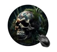 Small Round Mousepad Anti Slip Waterproof Rubber Base Mouse Mat Skull And Plants Printed for Laptop Computer Office Home Gaming Cute Design Mousemats