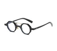 Small Round Punk Women Double Bridges Sunglasses UV400 Rivets Men For Outdoor Sports Running Riding,Black clear