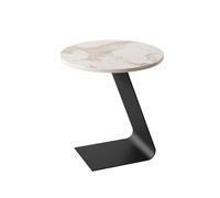 Small Round Side Table for Bedroom & Living Room - Rock Plate Coffee Table for Sofa Balcony and Bedside - Stylish Accent Furniture for Home Décor
