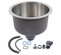 Small Round Sink Bowl Kitchen 300mm, Stainless Steel Single Bowl Countertop Basin Black Bar Sink, for Kitchen Bathroom Includes Waste Kit and fixings