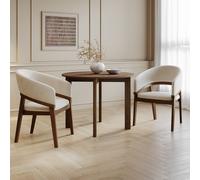 Small Round Walnut Drop Leaf Extendable Dining Table - Seats 2 - 4 - Nell