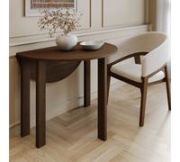 Small Round Walnut Folding Drop Leaf Extendable Dining Table - Seats 2 - 4 - Nell