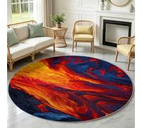 Small Round Washable Rug, Soft Non Slip Circular Carpet for Living Room | 60 cm, Lava Texture Volcano Area Rug, Ultra Soft Low Pile Non-Slip Natural Rug for Bedroom Lounge Home Office