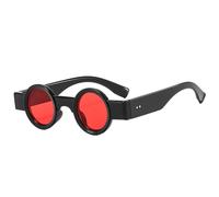 Small Round Women Punk Sunglasses UV400 Clear Ocean Lens Men Rivets For Outdoor Sports Running And Riding,Black red