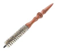 Small round Wooden Bristle Hair Brush for Short Curly Styling | Brown Finish, Stainless Steel Bristles, Heat Resistant Design, Precision Tail, for Men and Individuals