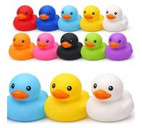 Small Rubber Bath Duck Toys Multipack, Water Shooting 10 Pack Bulk Squeaky Duckies for Kids, Car Dashboard Decor and Home Display, Safe Colourful Rubber Duck Set 5 x 5 cm