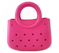 Small Rubber Beach Bag - Simple Modern EVA Beach Bag - Waterproof/Washable/Lightweight/Durable - for Beach, Boat, and Pool Activities Use Beach Rubber Tote Bag,Dark Pink