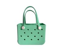 Small Rubber Tote Bag, Lightweight EVA Beach Bag Waterproof Open Handbag for Beach Pool Outdoor Sport Travel, Light Green, Simple and Stylish