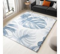 Small Rug 50x80 cm, White Machine Washable Fluffy Non-Shedding Anti-Slip Carpet - Watercolor Monstera Leaf Palm Leaf pattern for Living Room Bedroom Office Dining Room Lounge