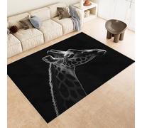 Small Rug 60x90 cm Faux Cashmere Washable Non-Slip Backing Vibrant 3D Giraffe Black Printed Design Easy to Clean with Vacuum or Machine Wash for Compact Spaces Bedside Dorm Rooms Pet Area
