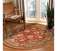 Small Rug 80Cm Red Retro Fashion Circle Rug Machine Washable,Soft Fluffy Elegant rugs for bedroom,Flannel Non-Slip Round Rugs For Entryway Kitchen Laundry Bathroom