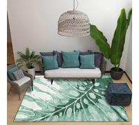 Small Rugs 2 x 4 ft,White Green Leaf Print Modern Decor,Green,60 x 120 cm, Room Decor Rugs for Entryway Kitchen Hallway Mat, Bedroom Bedside Throw Carpet