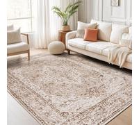 Small Rugs 27 x 55 Inch,Beige Vintage Floral Shabby Chic Decorative Pattern,Brown,70 x 140 cm, Washable Rug for Home Decor Kitchen, Contemporary Bedroom Bedside,