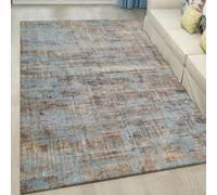 Small Rugs 27 x 55 Inch,Brown Blue Grey Modern Abstract Design,Blue,70 x 140 cm, Washable Rug for Home Decor Kitchen, Contemporary Living Room, Bedroom Bedside,