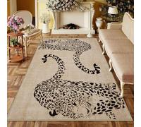Small Rugs 39 x 63 Inch,Black Neutral Colours Leopard Print Modern,Beige,100 x 160 cm, Washable Rug for Home Office Living Room Bedroom Side Table Decor