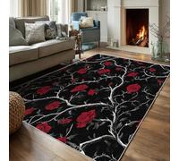Small Rugs Indoor Door Mat 50x80 Red Rose Pattern, Black Gothic Branches Area Rug for Entryway Bedroom Kitchen Home Decor, Washable Non Slip Low Pile Carpet SE120