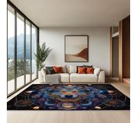 Small Rugs Living Room 60 x 90 cm Soft Short Pile Faux, Fantasy Celestial Bodies Planets Wolves Area Rug for Bedroom, Non Slip Black Carpets for Girls Playroom Office Outdoor Holiday Decor