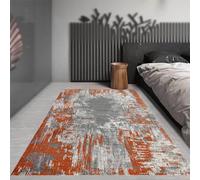 Small Rugs Low Pile 3 x 5 Ft,Orange Grey White Abstract Modern,Orange,90 x 150 cm,Washable Non-Slip Throw Rug for Living Room Bedroom Laundry Kitchen Hallway,