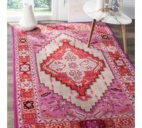 Small Rugs Non-Slip Washable, Red Pink Beige Floral Vintage Traditional Oriental,Red,80 x 150 cm,Rug Living Room Bedroom Carpet Kitchen Entrance Laundry Room,