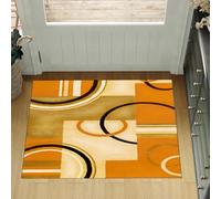 Small Rugs Square Carpets, Indoor Entryway Rug Floor Mats for House Entrance Hallway Dinner Table,Black White Beige Geometric Design Modern Contemporary,Orange,90 x 90 cm