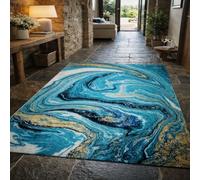Small Rugs Washable,Abstract Modern Blue, Yellow, White, Black, 80 x 140 cm, Anti-Slip Short Pile Area Rug for Hall Hallway Office Runner Bedroom Living Room,