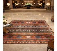 Small Rugs Washable,Orange Traditional Geometric, Green, Brown, White, Black, Blue, 80 x 150 cm, Contemporary Modern Soft Low Pile Carpet for Living Room Bedroom Bedside Table,