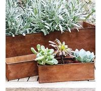 Small Rust Trough Planter - Rustic Metal Rectangle Plant Pot Holder - Window Box - Outdoor Garden Planter Box - Modern Planter 4 sizes