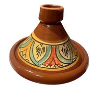 Small Rustic Moroccan Terracotta Tagine Cooking Pot | Hand-thrown & Hand-painted | Serves 2 | 22cm | Lead Free Certified | Authentic Tangier Pottery | Pattern May Vary