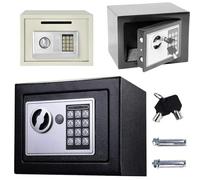 Small Safe Box 4.6L Electronic Digital Safe Box Metal Steel Cabinet Security Safe Box with 2 Keys for Home Hotel Office Security, Wall or Floor Mounted, Grey