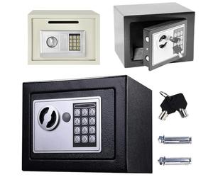 Small Safe Box 4.6L Electronic Digital Safe Box Metal Steel Cabinet Security Safe Box with 2 Keys for Home Hotel Office Security, Wall or Floor Mounted, Grey