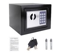 Small Safe Box Electronic Digital Safe, Digital PIN or Override Key, Safety Deposit Box, Solid Steel Home Safes,Security Code From 3-8 Digits Storage Box for Hotel Office Home Supermarket,Black
