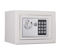 Small Safe Box for Home Use with Electronic Digital Keypad + Override Key, White Wall or Floor Mounted Cash Safety Box, Compact Safe with Code 4.6 Litre Volume 230mm x 170mm x 170mm (WxHxD)