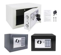 Small Safe Money Safe Home Digital Safe 4.6L Electronic Cabinet Safes Cash Box Wall Safe with Key, Money Safe Box Wall Mounted Anti-Theft Security Box for Home, Hotel, Cars, Travel, 17x23x17cm, White