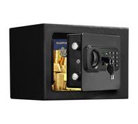 Small Safes for Home Use, Digital Security Safe Box with Programmable Keypad and Spare Keys, Steel Lock Box Hidden Safe for Money Medicine Valuables, 9.06" W x 6.69" D x 6.69" H