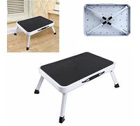 Small Safety Folding Step Ladder 1 Step, Compact Anti-Slip Mat Tread Wide Ladder Step Stool, Lightweight Steel Kitchen Garden Bathroom Stepping Stool, Step Stool Stepladder 150KG Max Capacity