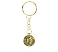 Small Saint Christopher Keyring Patron St Protection Christian Keychain Gift Gold Silver Luck Lucky Travel Traveller Keepsake Key Chain Ring Accessory Charm Pendant (Gold)