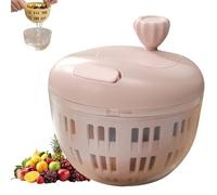 Small Salad Spinner, 800ML Manual Vegetable Dryer with Built-in Brake & Non-Slip Base, Compact Lettuce Spinner with Colander & Serving Bowl, Fruit Washer for Kitchen, Camping and Picnic (Pink)