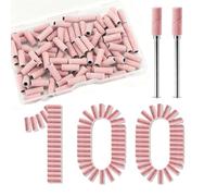 Small Sanding Bands for Nail Drill Bits with Storage Case and 2 Pcs Mandrels Bits, Fit for 99% Nail Drill, 3.1mm 100 Pcs Mini Bands 180 Fine Grit Nail File Sanding Bands, for Acrylic Nail Gel Removal