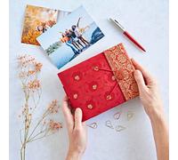 Small Sari Fabric Photo Album Paper High Red One Size