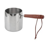 Small Saucepan, Butter Warmer Pot Even Heating 450ML 2 Pour Spouts Rustproof Stainless Steel with Wooden Handle for Milk for Chocolate for Leftovers