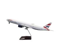 Small Scale Model Planes 47CM For Boeing B777 777 British Decorate Airplane Model Resin Plane Toys Home Decor Display Model Building Kit(White light)