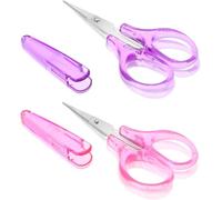 Small Scissors Sharp, 2 Pack 3.5" Mini Scissors Small with Safety Plastic Grip, Crochet Sewing Craft Travel Scissor for Sewing, Embroidery, Crafts, Knit (2 Colors)