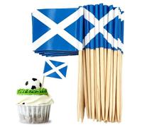 Small Scotland Flags Cocktail Sticks Little Cake Toppers for Cake Decorations,100pcs Mini Scottish Toothpick Flag On Sticks for Food Cupcake Topper St.Andrew's Day Burns Night World Cup Decorations