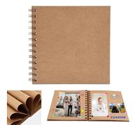 Small Scrapbook, DIY Scrap Book Photo Album with 20 Sheets | 40 Pages Papers, Hardback Mini Memory Book to Write in and Photos, Wedding, Travel, Anniversary, Birthday Christmas Gifts,17x17cm (Brown)