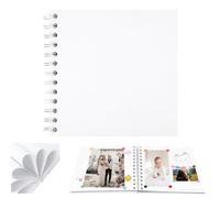 Small Scrapbook, DIY Scrap Book Photo Album with 20 Sheets | 40 Pages Papers, Hardback Mini Memory Book to Write in and Photos, Wedding, Travel, Anniversary, Birthday Christmas Gifts,17x17cm (White)