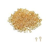 Small Screw Eye Pins - 200PCS Silver Small Metal Eye Pins - mini Screw Eyelets - Eyes Pin Hook (8mm+10mm) (Gold)