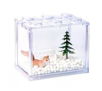 Small Sea Monkey Tank, Stackable Mini Betta Fish Tank Tinny Aquarium Kit with Aquarium Gravel, Moss Ball Tank Shrimp Tank 0.27 Gallon Acrylic Cube Fish Bowl for Shrimp Snails