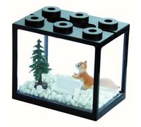 Small Sea Monkey Tank, Stackable Mini Betta Fish Tank Tinny Aquarium Kit with Aquarium Gravel, Moss Ball Tank Shrimp Tank 0.27 Gallon Acrylic Cube Fish Bowl for Shrimp Snails