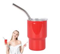 Small Shot Glasses - 90 ml Drinking Cup with Straw | Stainless Steel Bottles for Spirits, Tea, Whisky & Wedding Party Decoration